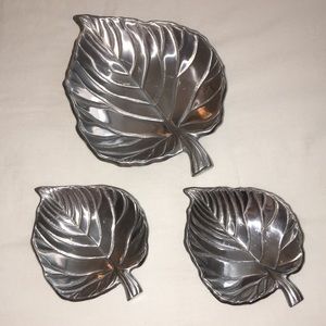 Silver leaf platters set of 3